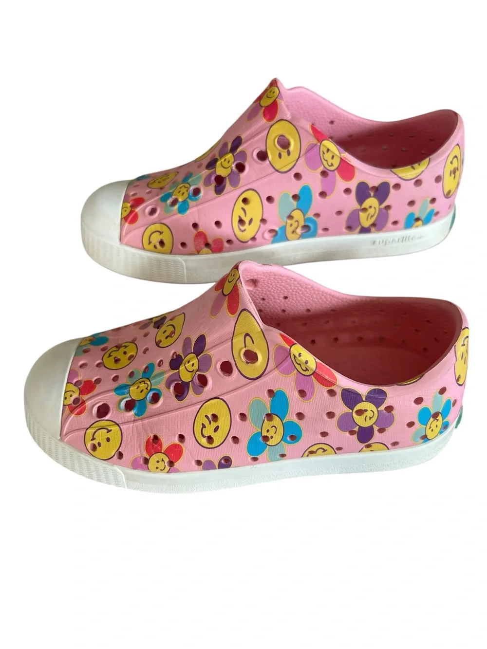 Native Jefferson Kids Pink Smiley Face Daisy Design Slip-On Shoes Size C11